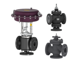 Zawory regulacyjne, trójdrożne z napędem pneumatycznym